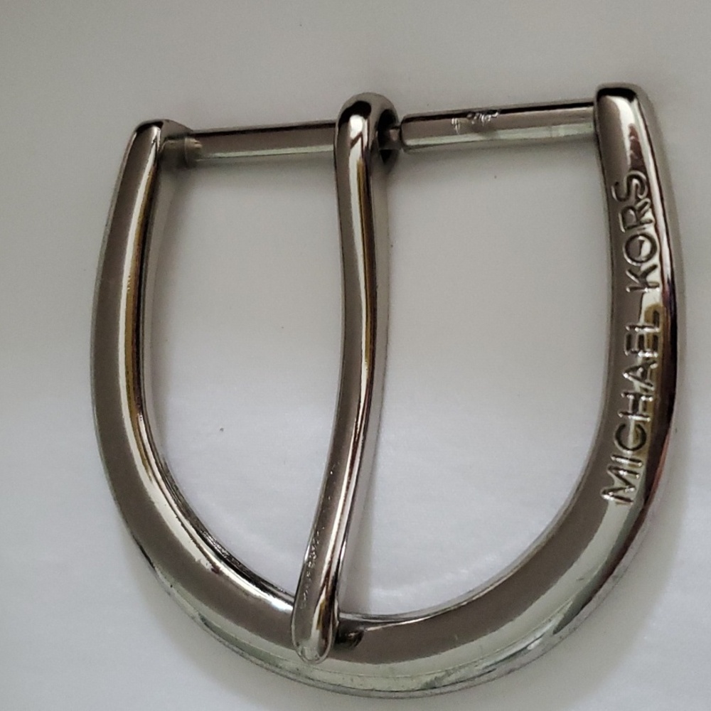 Michael Kors Belt Buckle Silver Tone Women Metal Neutral Designer Minimal MK
